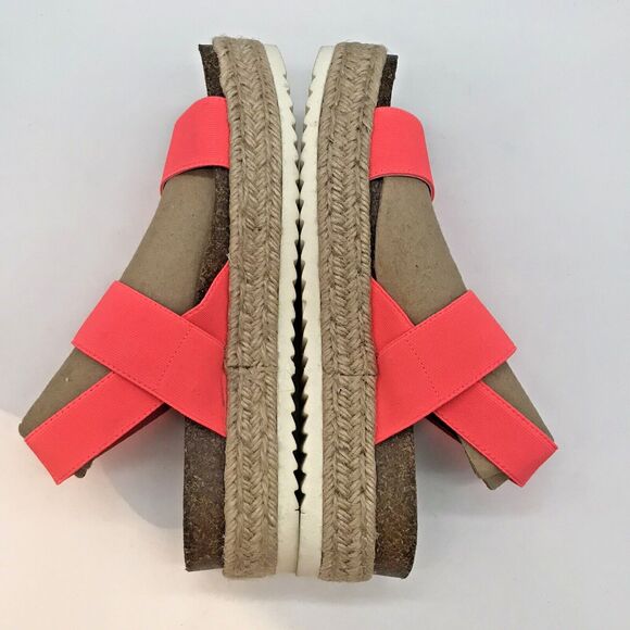 Madden Girl Cybell Espadrille Platform Sandal Women 7.5M Hot Pink Elastic Strap - Picture 7 of 9